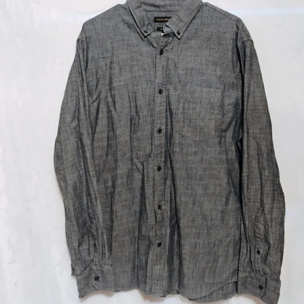 Banana Republic Slim Fit Denim Color Cotton Button Shirt Long Sleeve‎ XL Mens A